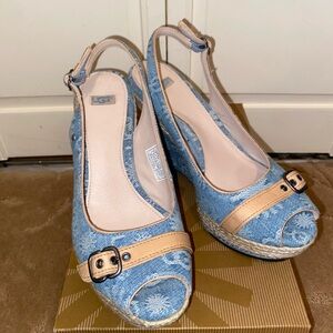 UGG Noelle Denim wedges, new in box. Women’s size 7.